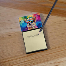 Load image into Gallery viewer, Pomeranian Hippie Dawg Sticky Note Holder- Refiilable Desk Accessory Note Pad