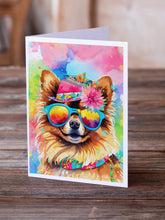 Load image into Gallery viewer, Pomeranian Hippie Dawg Greeting Cards - Blank Note Cards – 8-Pack of Artist-Designed Cards with Envelopes