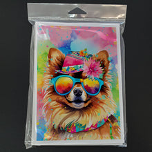 Load image into Gallery viewer, Pomeranian Hippie Dawg Greeting Cards - Blank Note Cards – 8-Pack of Artist-Designed Cards with Envelopes