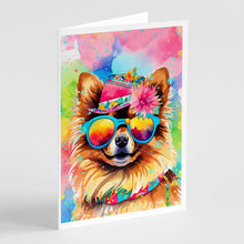 Load image into Gallery viewer, Pomeranian Hippie Dawg Greeting Cards - Blank Note Cards – 8-Pack of Artist-Designed Cards with Envelopes