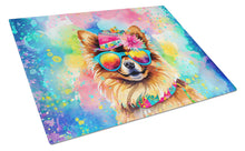 Load image into Gallery viewer, Pomeranian Hippie Dawg Glass Cutting Boards – Durable, Decorative Kitchen Art Large