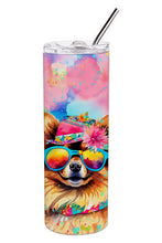 Load image into Gallery viewer, Pomeranian Hippie Dawg Stainless Steel Skinny Tumbler