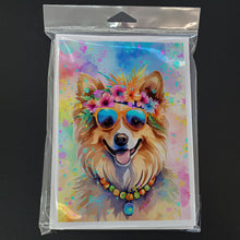 Load image into Gallery viewer, Pomeranian Hippie Dawg Greeting Cards - Blank Note Cards – 8-Pack of Artist-Designed Cards with Envelopes