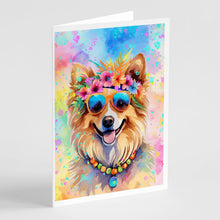 Load image into Gallery viewer, Pomeranian Hippie Dawg Greeting Cards - Blank Note Cards – 8-Pack of Artist-Designed Cards with Envelopes