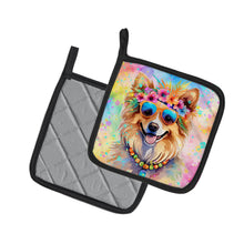 Load image into Gallery viewer, Pomeranian Hippie Dawg Pot Holders - Set of 2 Decorative Kitchen Helpers | Made in the USA