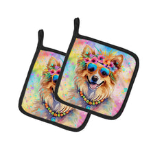Load image into Gallery viewer, Pomeranian Hippie Dawg Pot Holders - Set of 2 Decorative Kitchen Helpers | Made in the USA