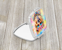 Load image into Gallery viewer, Pomeranian Hippie Dawg Compact Mirror – Stylish Purse Mirror with Artistic Covers