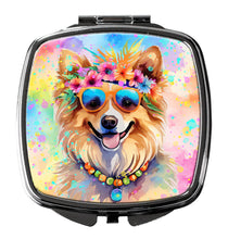 Load image into Gallery viewer, Pomeranian Hippie Dawg Compact Mirror – Stylish Purse Mirror with Artistic Covers