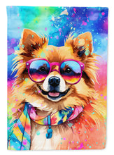 Load image into Gallery viewer, Pomeranian Hippie Dawg Garden Flag – Retro Dog with Sunglasses &amp; Multicolored Background