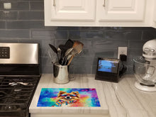 Load image into Gallery viewer, Pomeranian Hippie Dawg Glass Cutting Boards – Durable, Decorative Kitchen Art Large