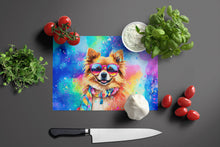 Load image into Gallery viewer, Pomeranian Hippie Dawg Glass Cutting Boards – Durable, Decorative Kitchen Art Large
