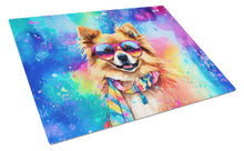 Load image into Gallery viewer, Pomeranian Hippie Dawg Glass Cutting Boards – Durable, Decorative Kitchen Art Large