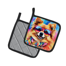 Load image into Gallery viewer, Pomeranian Hippie Dawg Pot Holders - Set of 2 Decorative Kitchen Helpers | Made in the USA