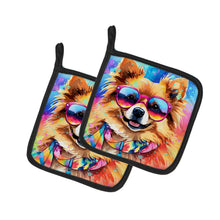 Load image into Gallery viewer, Pomeranian Hippie Dawg Pot Holders - Set of 2 Decorative Kitchen Helpers | Made in the USA