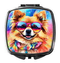 Load image into Gallery viewer, Pomeranian Hippie Dawg Compact Mirror – Stylish Purse Mirror with Artistic Covers