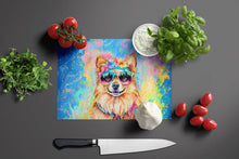 Load image into Gallery viewer, Pomeranian Hippie Dawg Glass Cutting Boards – Durable, Decorative Kitchen Art Large
