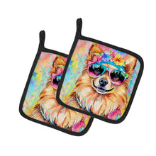 Load image into Gallery viewer, Pomeranian Hippie Dawg Pot Holders - Set of 2 Decorative Kitchen Helpers | Made in the USA