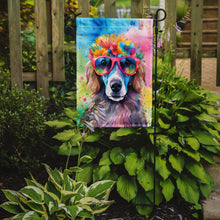 Load image into Gallery viewer, Poodle Hippie Dawg Garden Flag – Retro Dog with Sunglasses &amp; Multicolored Background