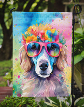 Load image into Gallery viewer, Poodle Hippie Dawg Garden Flag – Retro Dog with Sunglasses &amp; Multicolored Background