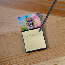 Load image into Gallery viewer, Poodle Hippie Dawg Sticky Note Holder- Refiilable Desk Accessory Note Pad
