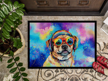 Load image into Gallery viewer, Pug Hippie Dawg Doormat - 24x36 Decorative Floor Mat – Indoor/Outdoor Rug with Artistic Flair