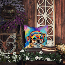 Load image into Gallery viewer, Pug Hippie Dawg Fabric Decorative Pillow