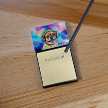 Load image into Gallery viewer, Pug Hippie Dawg Sticky Note Holder- Refiilable Desk Accessory Note Pad