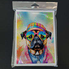 Load image into Gallery viewer, Pug Hippie Dawg Greeting Cards - Blank Note Cards – 8-Pack of Artist-Designed Cards with Envelopes