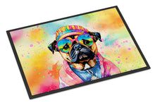 Load image into Gallery viewer, Pug Hippie Dawg Doormat - 24x36 Decorative Floor Mat – Indoor/Outdoor Rug with Artistic Flair