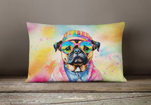 Load image into Gallery viewer, Pug Hippie Dawg Fabric Decorative Pillow