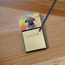 Load image into Gallery viewer, Pug Hippie Dawg Sticky Note Holder- Refiilable Desk Accessory Note Pad