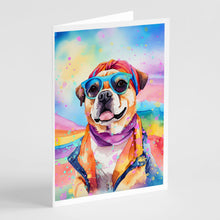Load image into Gallery viewer, Pug Hippie Dawg Greeting Cards - Blank Note Cards – 8-Pack of Artist-Designed Cards with Envelopes