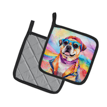 Load image into Gallery viewer, Pug Hippie Dawg Pot Holders - Set of 2 Decorative Kitchen Helpers | Made in the USA