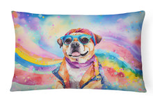 Load image into Gallery viewer, Pug Hippie Dawg Fabric Decorative Pillow
