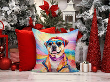 Load image into Gallery viewer, Pug Hippie Dawg Throw Pillow - 14x14 Decorative Pillow – Art for Your Home &amp; Patio