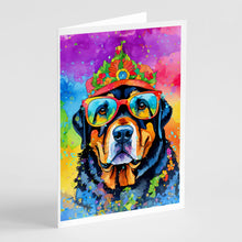 Load image into Gallery viewer, Rottweiler Hippie Dawg Greeting Cards - Blank Note Cards – 8-Pack of Artist-Designed Cards with Envelopes