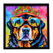 Load image into Gallery viewer, Rottweiler Hippie Dawg Framed Metal Print