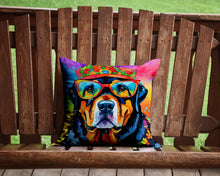 Load image into Gallery viewer, Rottweiler Hippie Dawg Throw Pillow - 14x14 Decorative Pillow – Art for Your Home &amp; Patio