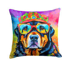 Load image into Gallery viewer, Rottweiler Hippie Dawg Throw Pillow - 14x14 Decorative Pillow – Art for Your Home &amp; Patio