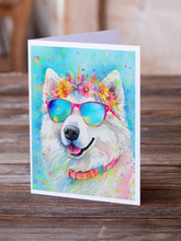 Load image into Gallery viewer, Samoyed Hippie Dawg Greeting Cards - Blank Note Cards – 8-Pack of Artist-Designed Cards with Envelopes