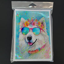 Load image into Gallery viewer, Samoyed Hippie Dawg Greeting Cards - Blank Note Cards – 8-Pack of Artist-Designed Cards with Envelopes