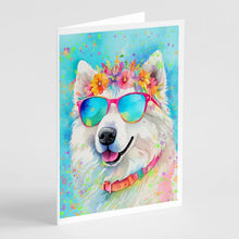 Load image into Gallery viewer, Samoyed Hippie Dawg Greeting Cards - Blank Note Cards – 8-Pack of Artist-Designed Cards with Envelopes