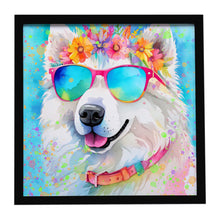 Load image into Gallery viewer, Samoyed Hippie Dawg Framed Metal Print