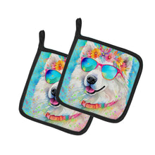 Load image into Gallery viewer, Samoyed Hippie Dawg Pot Holders - Set of 2 Decorative Kitchen Helpers | Made in the USA