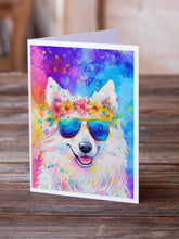 Load image into Gallery viewer, Samoyed Hippie Dawg Greeting Cards - Blank Note Cards – 8-Pack of Artist-Designed Cards with Envelopes