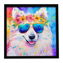 Load image into Gallery viewer, Samoyed Hippie Dawg Framed Metal Print