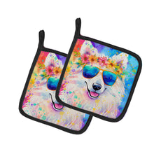 Load image into Gallery viewer, Samoyed Hippie Dawg Pot Holders - Set of 2 Decorative Kitchen Helpers | Made in the USA
