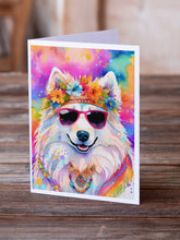 Load image into Gallery viewer, Samoyed Hippie Dawg Greeting Cards - Blank Note Cards – 8-Pack of Artist-Designed Cards with Envelopes