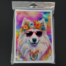 Load image into Gallery viewer, Samoyed Hippie Dawg Greeting Cards - Blank Note Cards – 8-Pack of Artist-Designed Cards with Envelopes