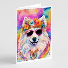 Load image into Gallery viewer, Samoyed Hippie Dawg Greeting Cards - Blank Note Cards – 8-Pack of Artist-Designed Cards with Envelopes